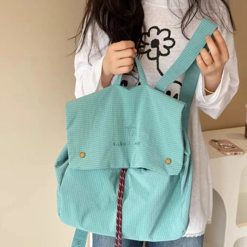 Waterproof Lightweight Backpack Large Capacity, Travel Bag Korean School Rucksack, Drawstring Flap Shoulder Bag Women, Daypack