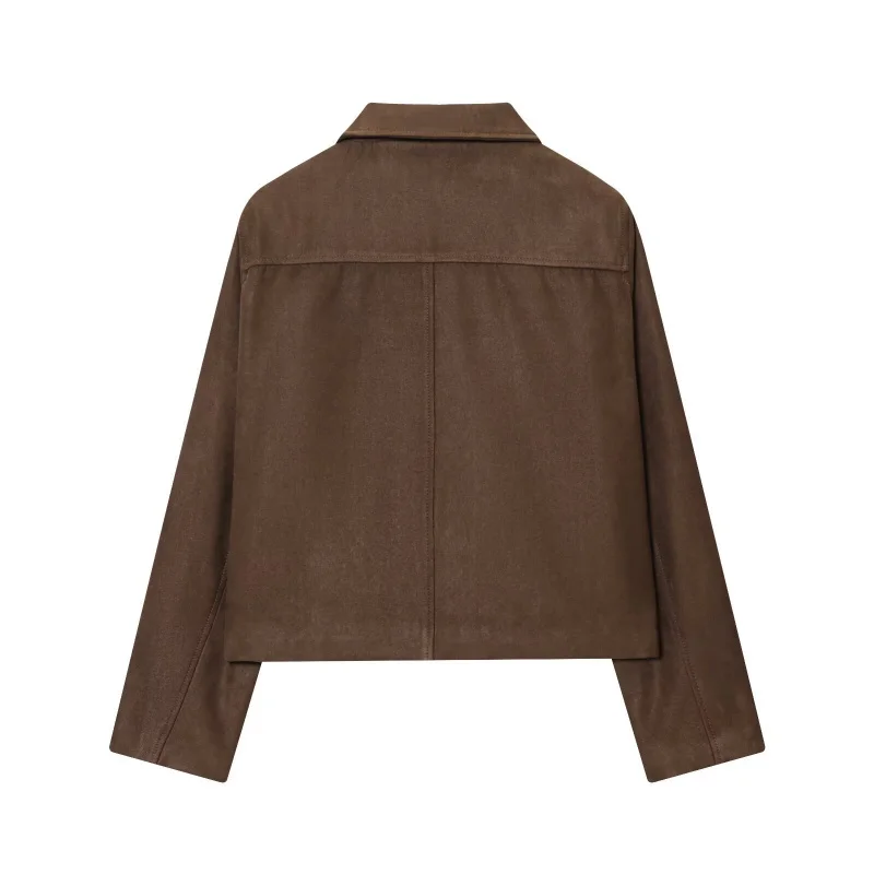 Nowa europejska i amerykańska moda damska, krótkie spodnie z brązowego zamszu o fakturze.