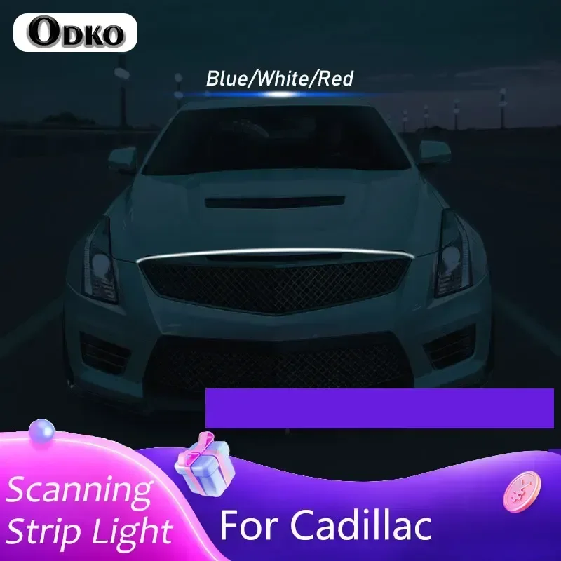 

DRL Car LED Hood Light Strip For Cadillac ATS XTS Escalade CTS SRX Daytime Running Lights Start Scanning Lamp Accessories