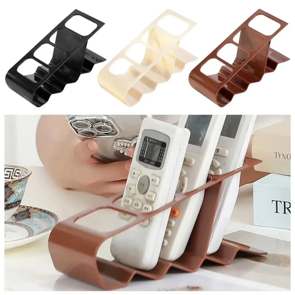 

1Pcs 4-Grids Remote Control Storage Rack Multifunctional Black Coffee Storage Holder Plastic Table Storage Rack