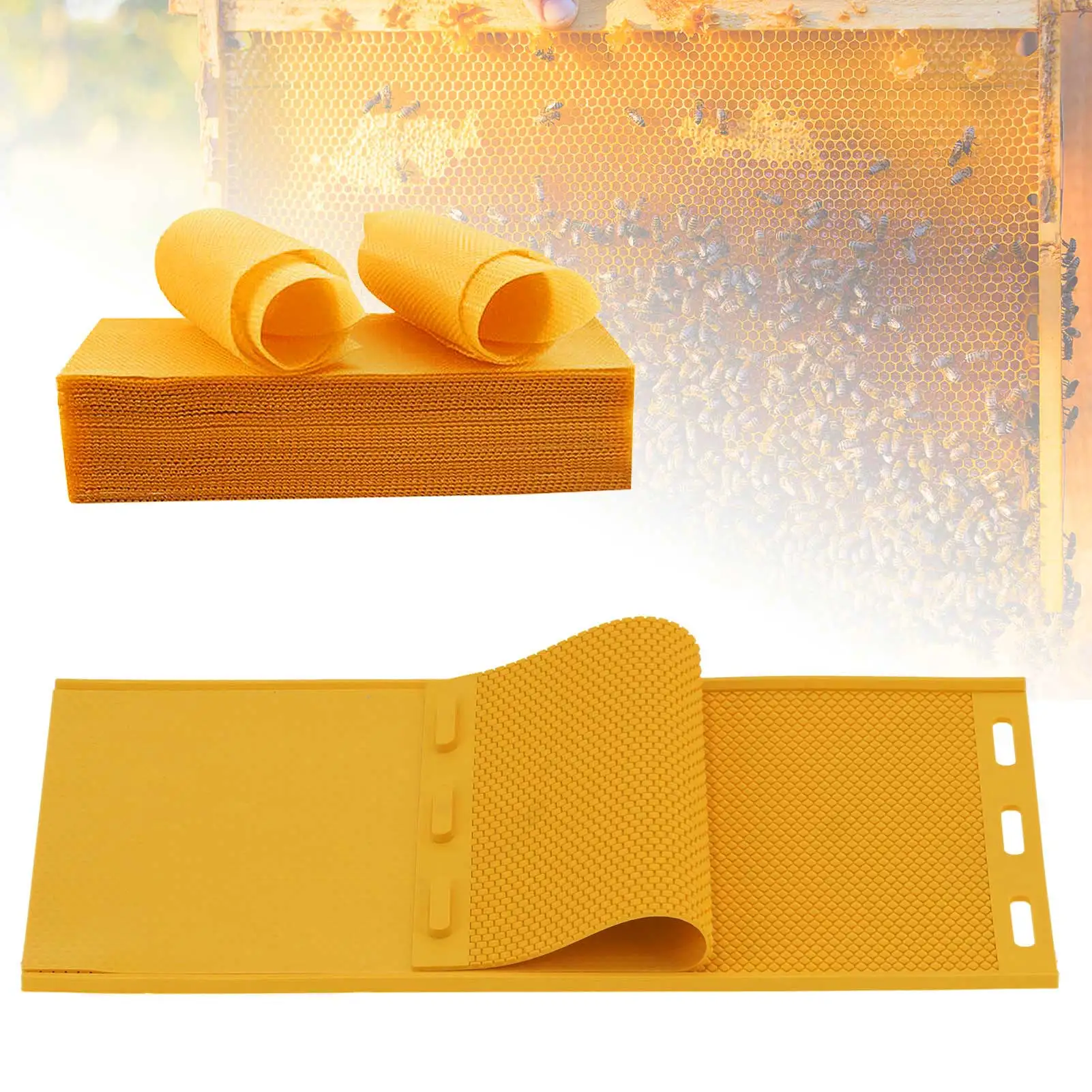 

2Pcs 5.4mm Beeswax Press Mold DIY Rubber Comb Foundation Sheet Beekeeping Accessory Yellow