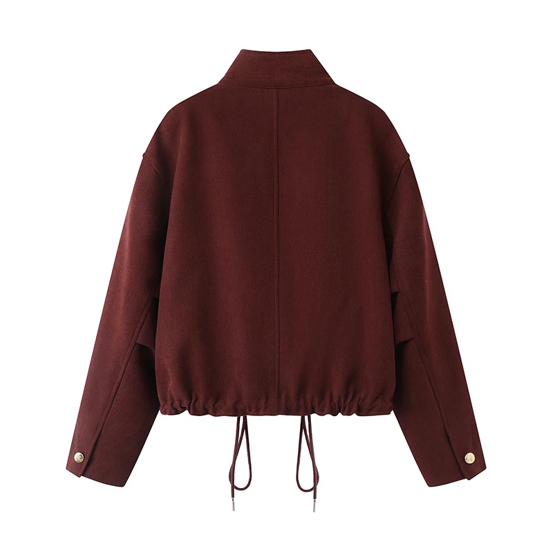 

! Women's ort Casual Dstring Collar Jaet Loose Fit Spring Autumn Red Barn Sle Workwear Coat Collar