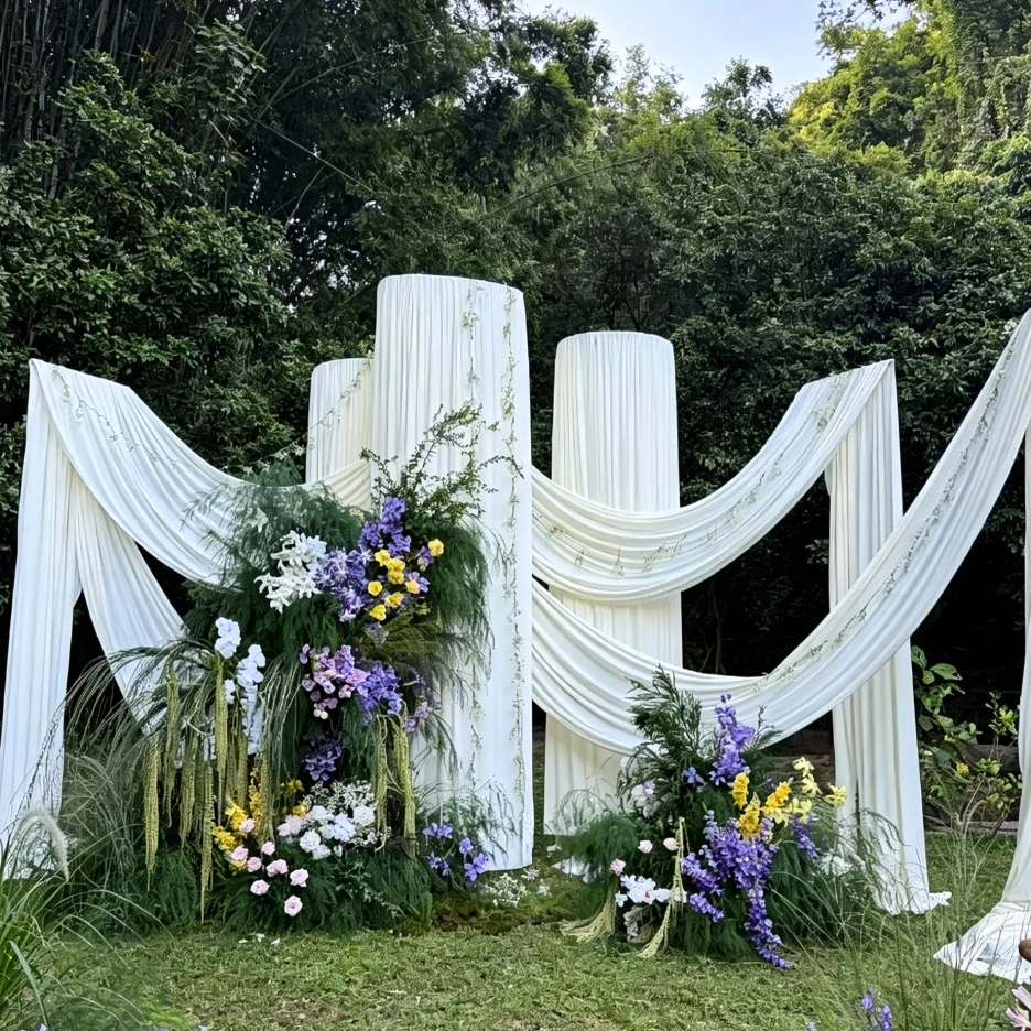 5/10M Cream Beige Milk Silk Elastic Cloth Drape Romantic Background Curtain Draping for Wedding Banquet Engagement Stage Decor