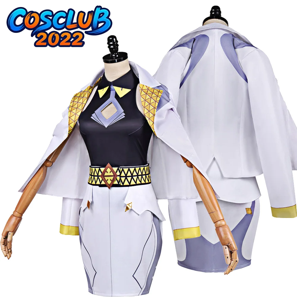 

Fantasia Domina Cosplay Costume White Suits Game OW Roleplay Women Uniform Disfraz Top Skirt Coat Halloween Carnival Clothing