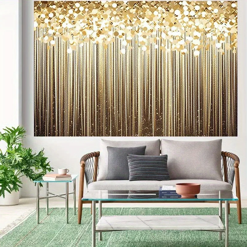 قطعة واحدة من خلفية الحفلات المزخرفة بالخرز الذهبي الأنيق - عيد الميلاد، التأكيد، المناولة الأولى - ديكور الحفلات #5
