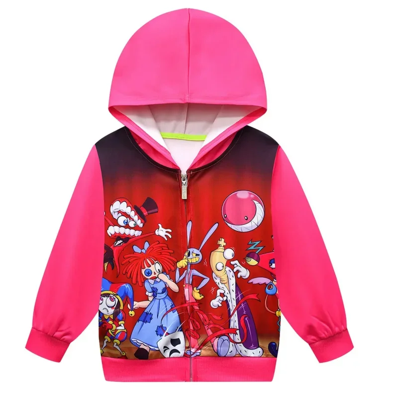 Felpa con cappuccio con cerniera circo digitale per bambini Pompi jaragathas giacca con stampa felpe per ragazzi e ragazze Cartoon Carnevale regalo di compleanno per bambino