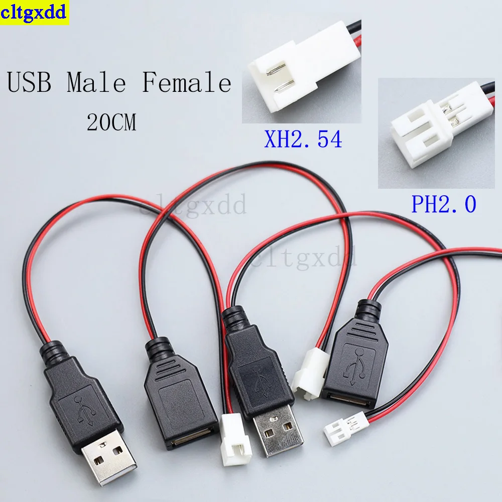 

Cltgxdd 1piece male and female USB to XH2.54/PH2.0 terminal wire 2-core power female socket 20CM power USB socket type A DIY kit