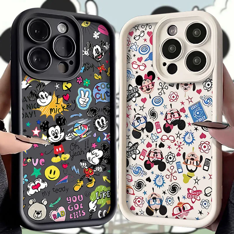 Fashion Minnie Mickey Graffiti Phone Case For Oppo Reno12 Reno11 Reno10 Reno8 Reno7 Reno6 Z T F Pro Plus 4G 5G TPU Back Cover