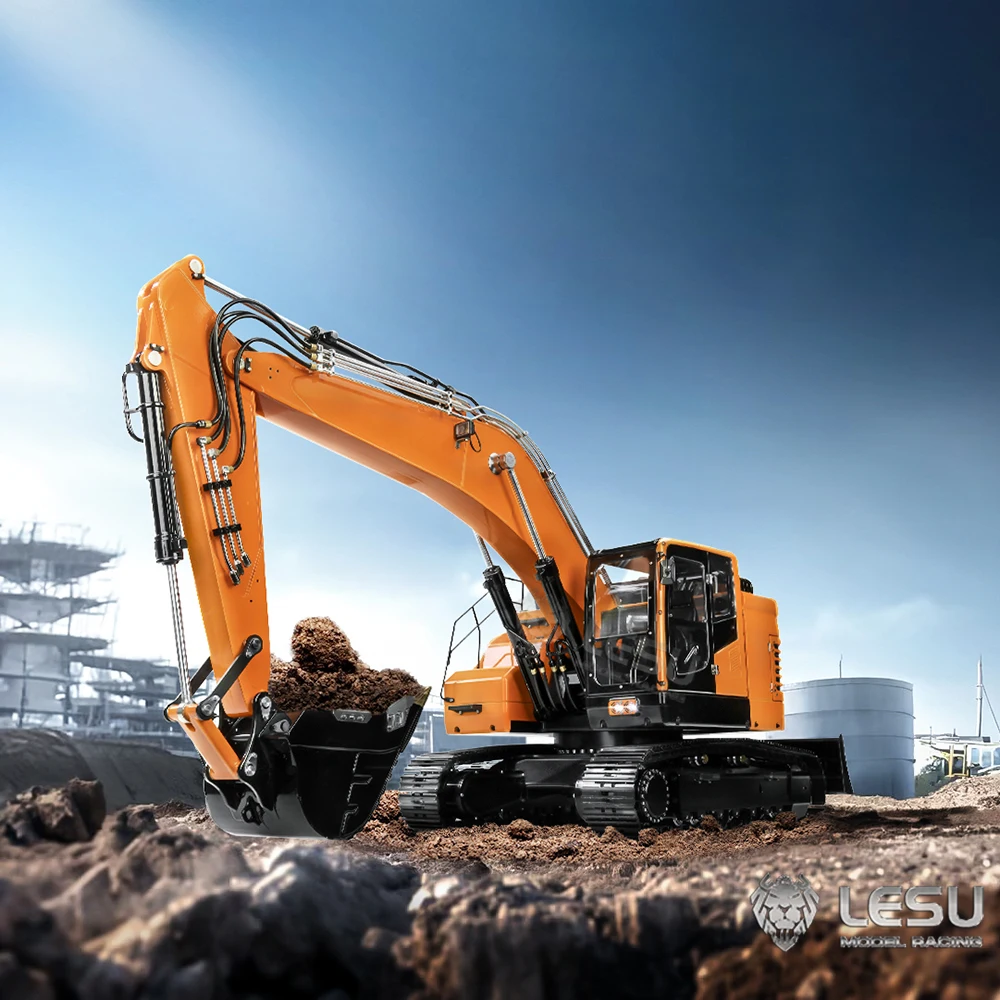 LESU 1/14 RTR ET26L RC حفارة هيدروليكية معدنية Aoue نموذج التحكم اللاسلكي 2 الأسلحة حفار رسمت الانتهاء من شاحنة خفيفة لعبة TH23048