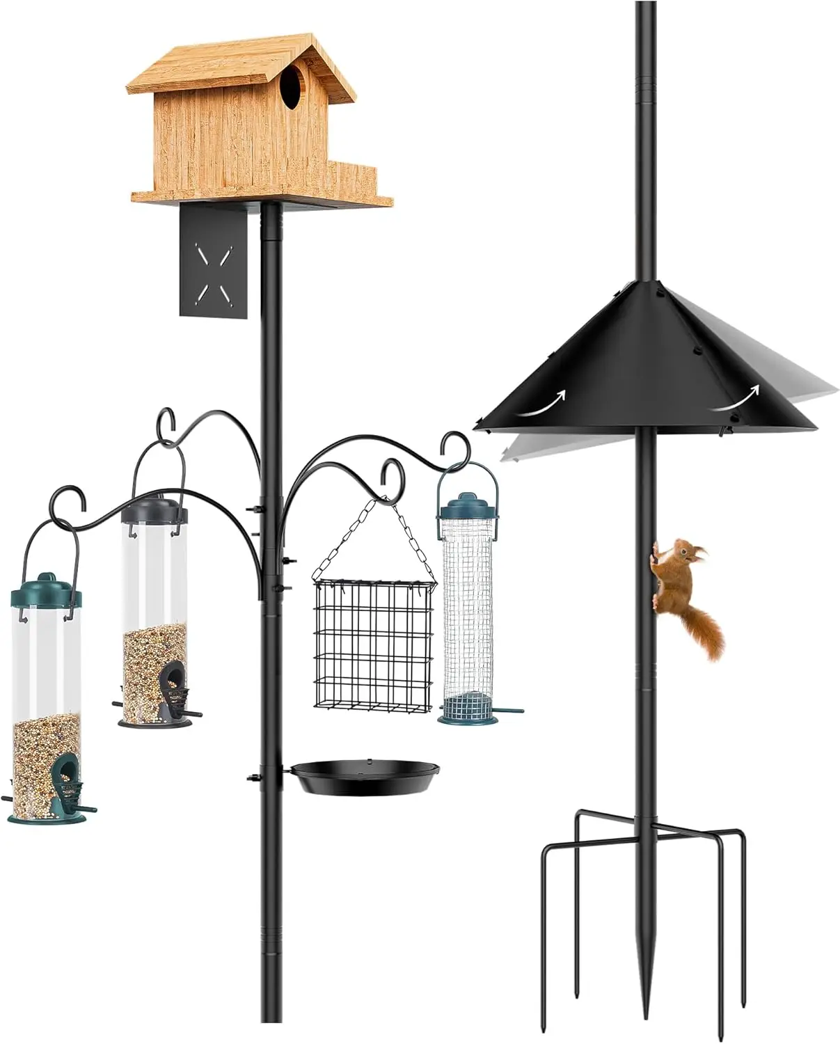 

Bird Feeder Pole,92 Inch Feeder Stand,Heavy Duty Bird House Poles with Squirrel Proof Baffle, Water Feeder