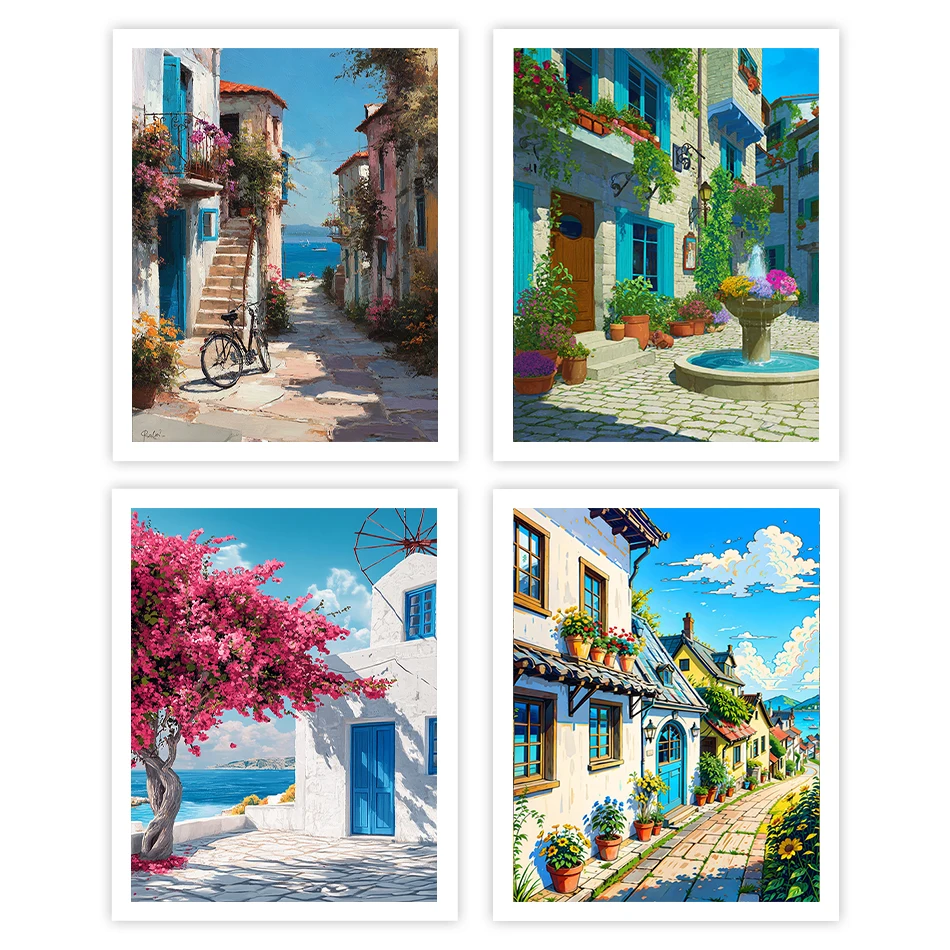

GATYZTORY Painting By Numbers Acrylic Architectural Landscape Picture Frame Paint Kit Digital oil paintings Set On Canvas Gifts