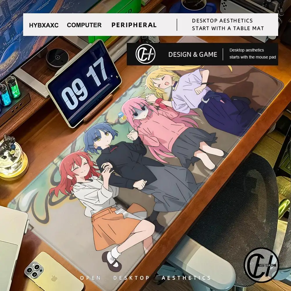 Bocchi The Rock Large Gaming Mousepad Game Rubber Computer Mouse Mat Anime HD Print Mouse Pad Gamer Locking Edge Accessories XXL