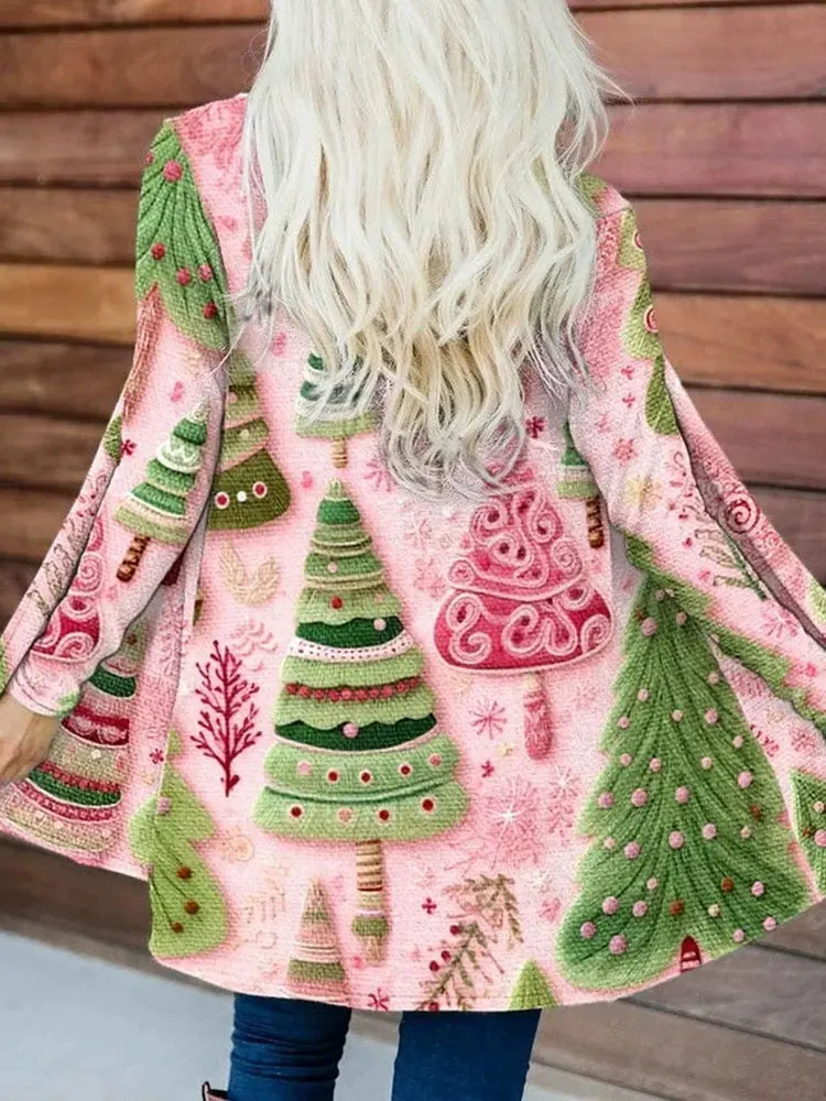 

Women's Autumn Winter 2025 Jackets Cozy Holiday Full Print Long Sleeve Open Stitch Regular Fit Daily Basic Jackets