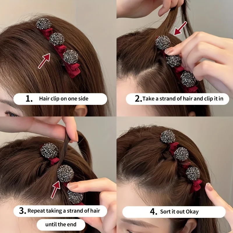 1Pc Velvet Sparkling Diamond Love Hair Clip Set for Parties,dates,sweet Styling,daily Versatility  Multiple Styles Choose From