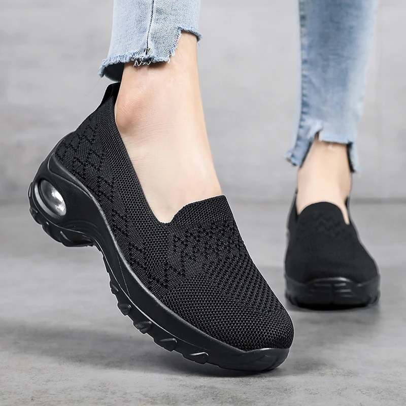 Women Platform Sneakers Woman Casual Shoes Cushion Sneakers Ladies Comfortable Shallow Mout Sock Sneakers Non-slip Walking Shoes