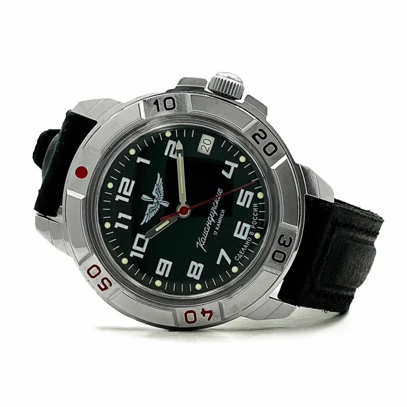 Russian Men'S Watch, Vostok Red Commander, Special Forces Pilot, Mechanical Leather Luminous