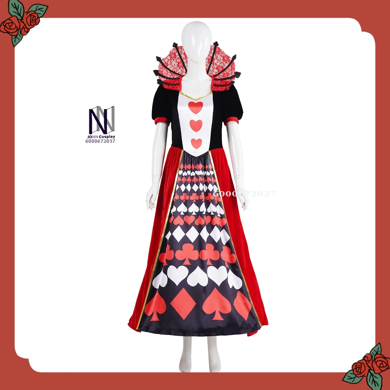 

Popular Movie Cosplay Costume Anime Queen of Hearts Outfits Role Play Stage Dress Women Adult Comic Con Halloween Party Outfit