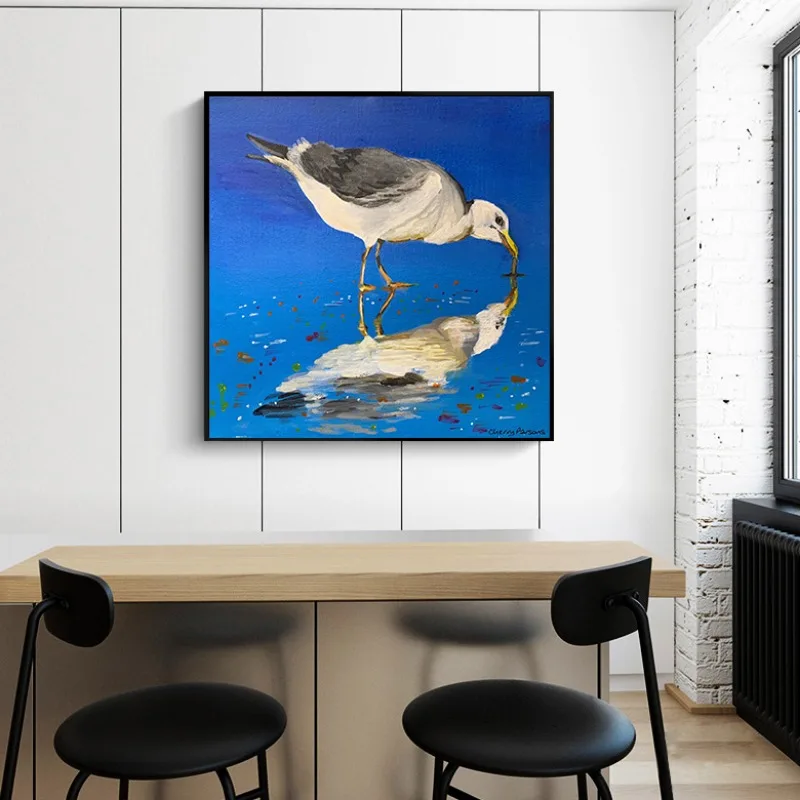 مضحك النورس الساحلية جدار الفن الطفل الحيوان قماش طباعة الحضانة ديكور الأزرق سلسلة روح الدعابة اللوحة فكرة هدية عيد ميلاد فريدة من نوعها