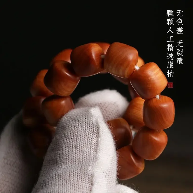 New Taihang Chen Hua Ya Bai Bucket Beads Bracelet Old Material High Oil Density Red Meat Silk Pattern Buddha Beaded Hand String