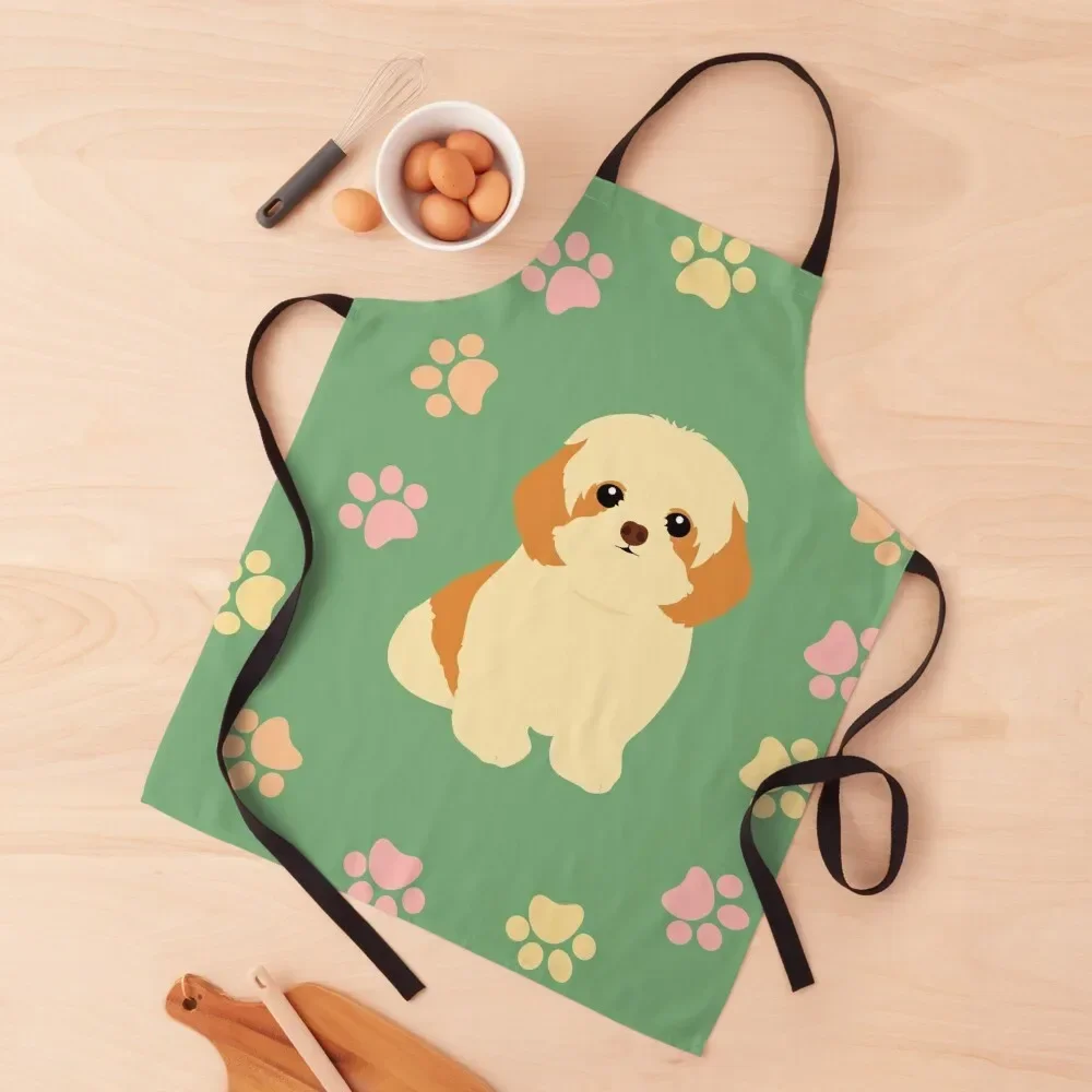 

Shih Tzu and Paw Prints Apron kitchen jacket woman Men gift Apron