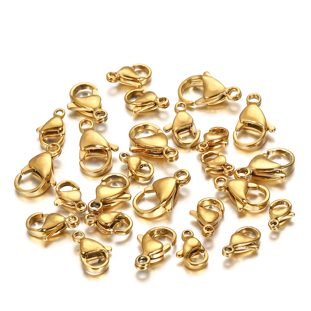 30Pcs/lot Stainless Steel Gold Plated Lobster Clasp Claw Clasps For Bracelet Necklace Chain Diy Jewelry Making Findings Supplies