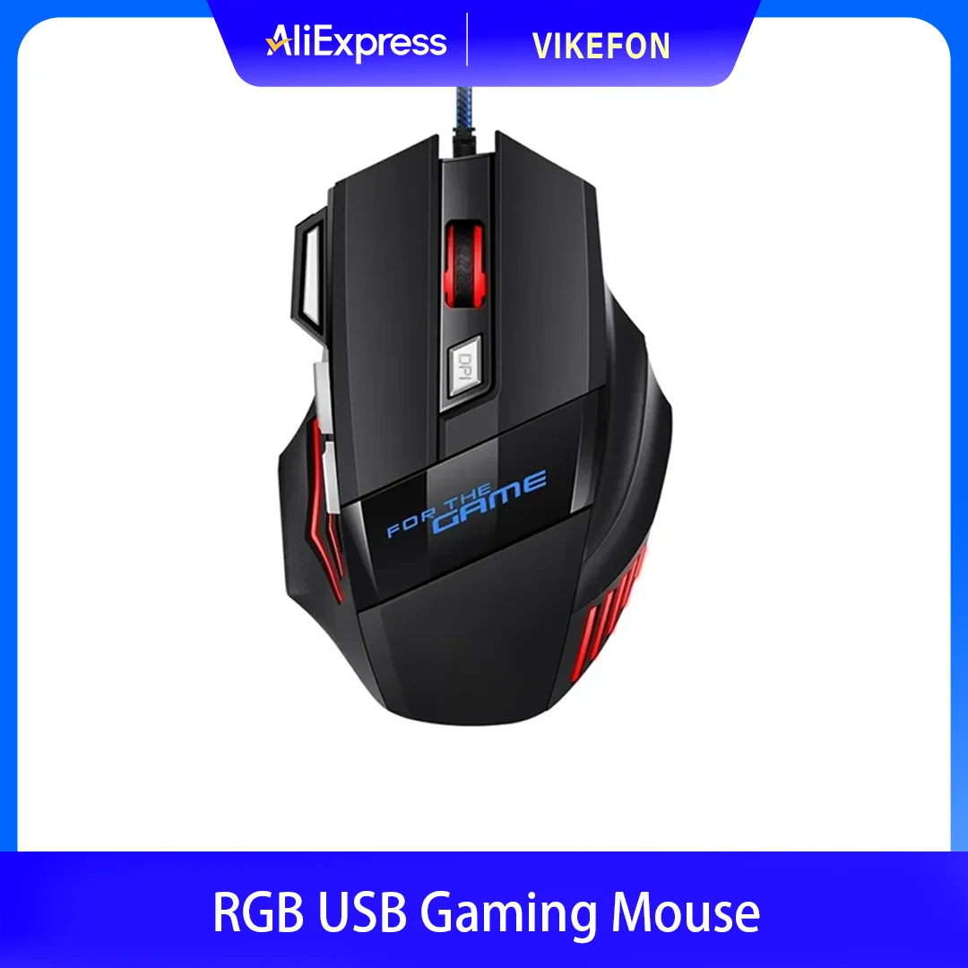 1 PC New Hyperspeed USB Gaming Mouse RGB Backlit Ergonomic Game Mice 7D Esports Wired Mouse for Laptop PC Gamer