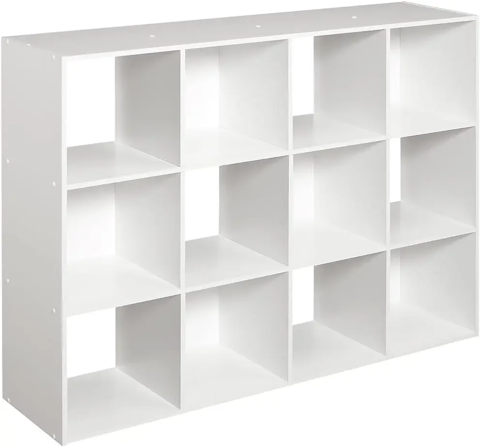 

12 Cube Storage Shelf Organizer Bookshelf Stackable Vertical Horizontal Easy Assembly Wood White