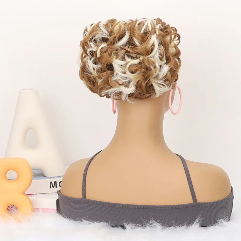 

Foreign Trade Wig Drawstring Style Curly Hair Ring for Women, Hair Insert Comb, Fluffy Synthetic Fiber Wig Hair Ring