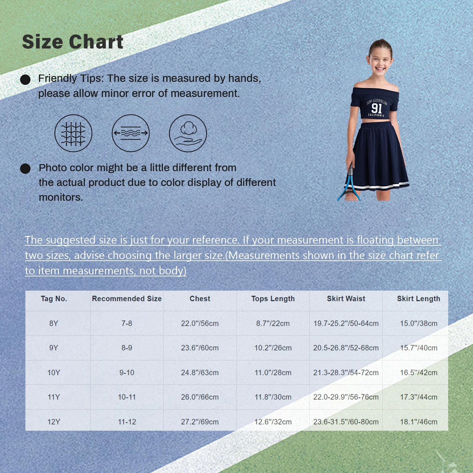 ملابس تنس جولف للأطفال البنات بدون أكتاف، ملابس رياضية قصيرة الأكمام مع تنورة للتمرين واليوجا والارتداء اليومي غير الرسمي