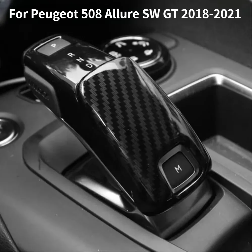 Car Upgrade For Peugeot 508 Allure SW GT 2018 2019 Gear Shifter Knob Handle Cover Trim ABS Matte/Carbon Fiber Interior Styling