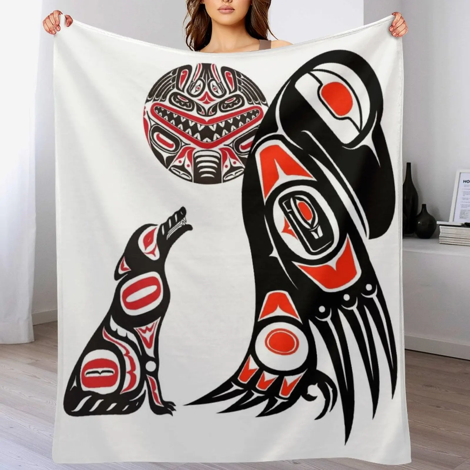 Haida Tlingit Native Essential Throw Blanket Tourist funny gift Warm Blankets