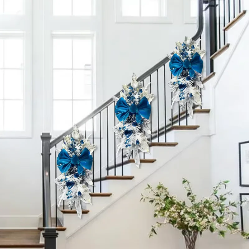 3PC Christmas Wreath Pendant without/with Light Atmosphere Decorative Garland Home Door Window Stairs Decoration Party Supplies