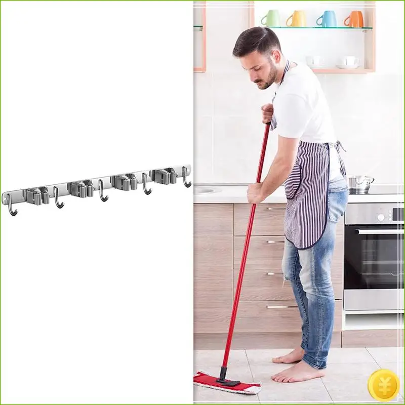 ผู้ถือไม้กวาด Wall Mount สวนเครื่องมือ Organizer Mop Hanger ติดผนังโรงรถห้องครัว,ซักรีดยูทิลิตี้ Rack