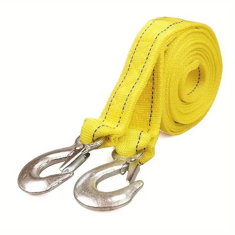 3M Car Tow Cable Heavy Duty 3 Ton Trailer Double Thick Traction Strap With Hook Rope For Vehicle Recovery Transportation Pile
