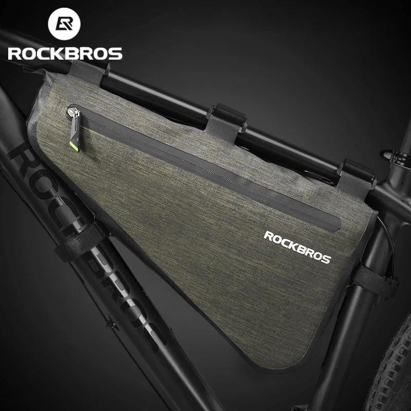 Borsa da bici antipioggia ROCKBROS borsa da telaio da strada MTB di grande capacità borsa a triangolo borsa da bicicletta per silicone impermeabile