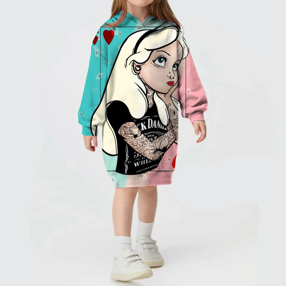 Niñas Disney Frozen princesa Elsa lindo Sudadera con capucha vestido de princesa estampado vestido con capucha Top Otoño e Invierno ropa de moda Casual