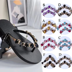 2Pcs Ladies Sandal Beach Slider Decorate Chain DIY Garment Sewing Accessory Metal Acrylic Rhinestone Bikini Connector Buckles