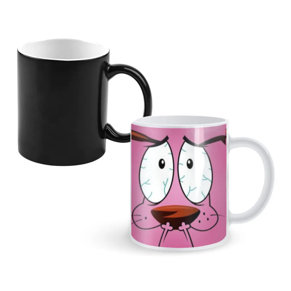 Cartoon T-COURAGE C-Cowardly Dogs Creative Change Ceramic Mug Heat Revealing Coffee Cup Breakfast Cup Mug Gift