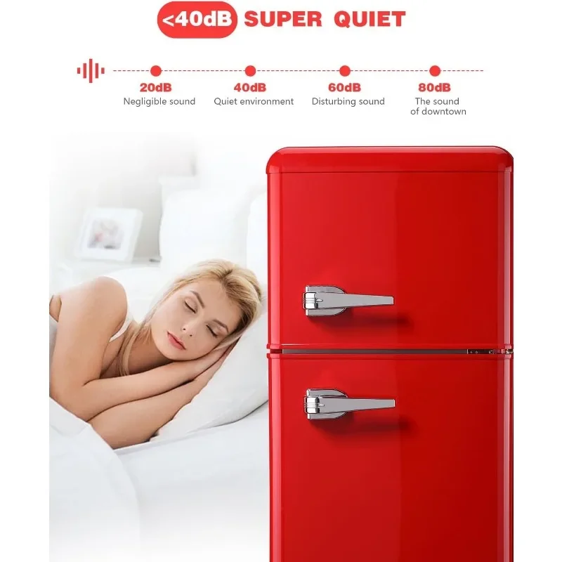 EUASOO piccolo frigorifero con congelatore, dimensioni compatte, termostato regolabile, adatto per Garage, dormitorio, camera da letto