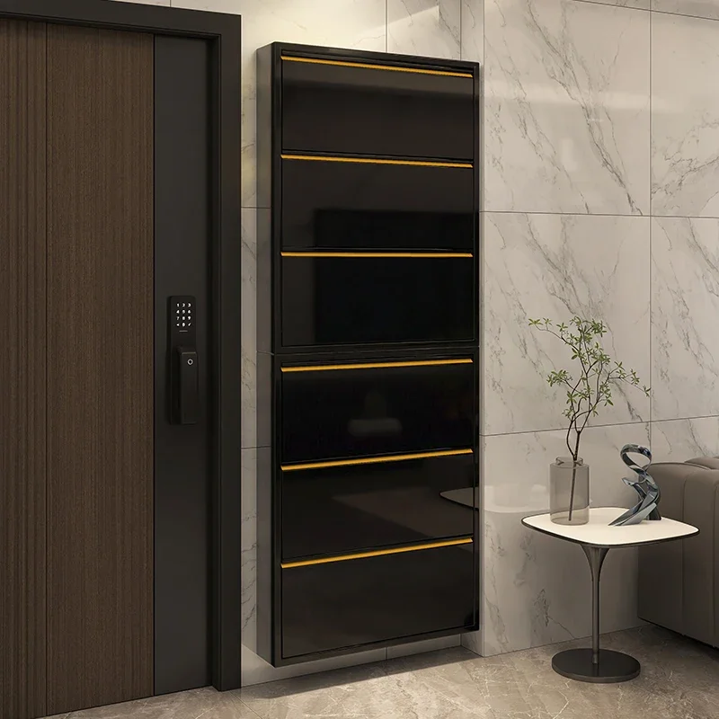 

Ультратонкий шкаф для обуви для дома, коридора, вместительный, встроенный роскошный шкаф для хранения лакокрасочных дверей