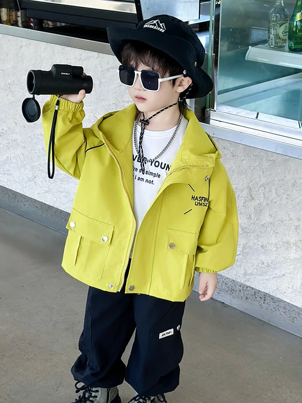 

Cool Boys Spring Autumn Jaet Coat Hat Knitted Cotton Blend Stand Fit Youth Faionable Korean Sle Breathable Outerwear