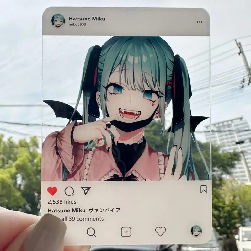 Anime Hatsune Miku Drie Inch Foto Rekwisieten Diy Cartoon Nieuwe Acryl Transparante Kaart Miku Collectie Verjaardagscadeau