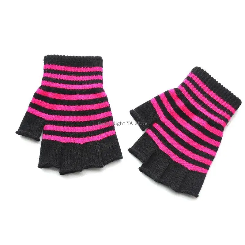 Sarung Tangan Rajutan Musim Dingin Setengah Finger Mitten Sarung Riding Color Color Coloring