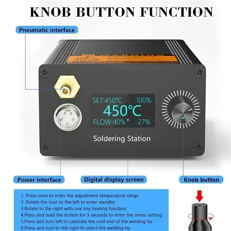 AT19-STM32 Integrated T12A Soldering Desoldering Gun Hot Air Rework Station Intelligent Soldering Pen