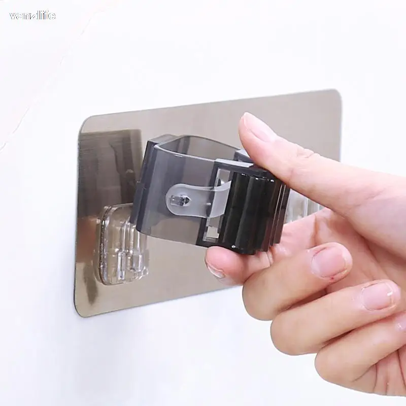 رف ممسحة الحمام من Vanzlife مقاوم للماء بدون خياطة وخالي من اللكمات وصف مزدوج مثبت على الحائط ومشبك خطاف ممسحة لاصق للتخزين