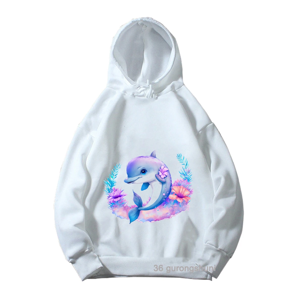 

Kawaii Girls Hoodie Cute Marine Life, Dolphin Cartoon Print Children's Spring, Autumn Long Sleeve Sweatshirt Fashion Boys Hoodie