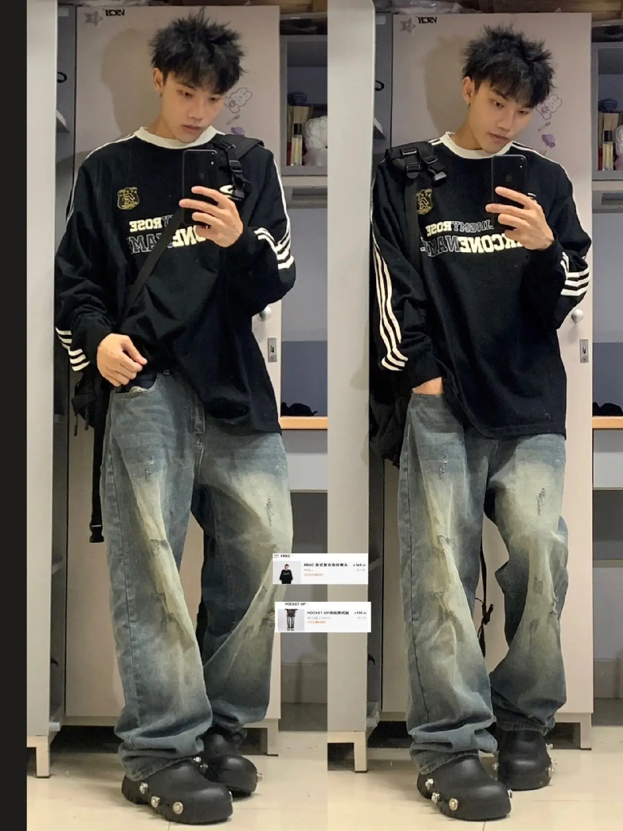 

Мужские джинсы в стиле ретро, американские, свободного прямого кроя, модные, брендовые, осенние, длинные брюки с драпировкой и дизайнерскими прорезями