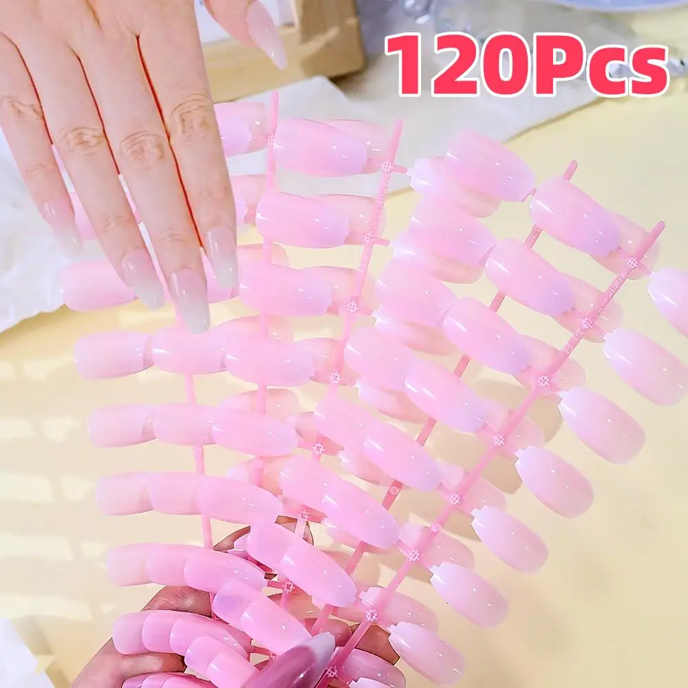 

120Pcs/Bag Ombre Pink Blusher Press On Nails Full Cover Short Ballet Fake Nail Tips for Women Daily Wearable False Fingertips td
