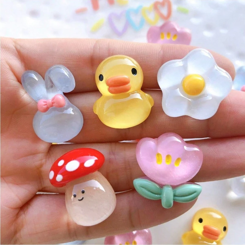 10 Pieces/Set Crystal Duck Cutout Garden Shoes Accessories Floral DIY Women's Sandals Beach Shoes Removable Gift Set