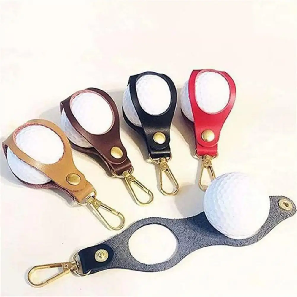 

Faux Leather Golf Bag Portable Faux Leather Golf Ball Bag with Metal Buckle Clip Anti-slip Hoop Holder for Pants for Golf